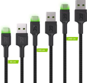 Kabel USB Green Cell USB-A - USB-C 2 m Czarny (KABGCSET01) 1