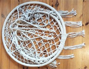 Saska Garden Hamak ażurowy fotel wiszący 80x60cm luxe z poduszką ecru 13