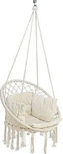 Saska Garden Hamak ażurowy fotel wiszący 80x60cm luxe z poduszką ecru 4