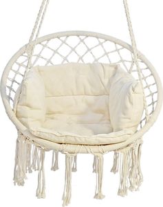 Saska Garden Hamak ażurowy fotel wiszący 80x60cm luxe z poduszką ecru 5