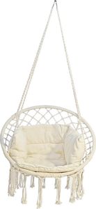 Saska Garden Hamak ażurowy fotel wiszący 80x60cm luxe z poduszką ecru 6