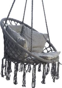Saska Garden Hamak ażurowy fotel wiszący 80x60cm luxe z poduszką szary (1026954) 1