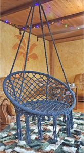 Saska Garden Hamak ażurowy fotel wiszący 80x60cm luxe z poduszką szary (1026954) 12