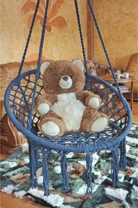 Saska Garden Hamak ażurowy fotel wiszący 80x60cm luxe z poduszką szary (1026954) 13