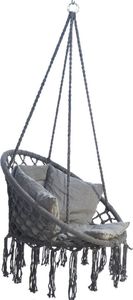 Saska Garden Hamak ażurowy fotel wiszący 80x60cm luxe z poduszką szary (1026954) 2