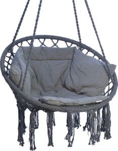 Saska Garden Hamak ażurowy fotel wiszący 80x60cm luxe z poduszką szary (1026954) 3