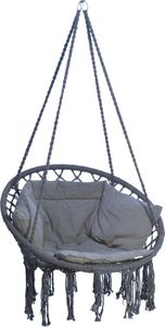 Saska Garden Hamak ażurowy fotel wiszący 80x60cm luxe z poduszką szary (1026954) 4