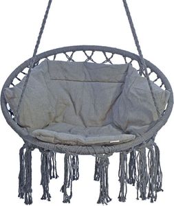 Saska Garden Hamak ażurowy fotel wiszący 80x60cm luxe z poduszką szary (1026954) 5