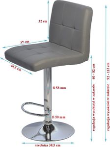 Saska Garden Hoker krzesło barowe szare kpl. 2szt Saska Garden 7