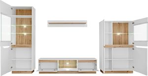 FURNIVAL Meblościanka FAME biały połysk/dąb artisan z przeszkleniami FURNIVAL 3