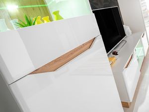 FURNIVAL Meblościanka FAME biały połysk/dąb artisan z przeszkleniami FURNIVAL 5
