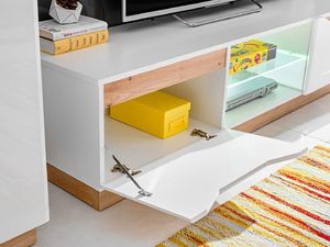 FURNIVAL Meblościanka FAME biały połysk/dąb artisan z przeszkleniami FURNIVAL 6