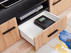 FURNIVAL Meblościanka SOLIDO dąb srtisan/czarny mat z oświetleniem LED FURNIVAL 4