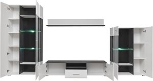 FURNIVAL Meblościanka SOLIDO biała/sosna norweska czarna z podświetleniem LED FURNIVAL 3