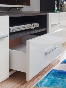 FURNIVAL Meblościanka SOLIDO biała/sosna norweska czarna z podświetleniem LED FURNIVAL 7