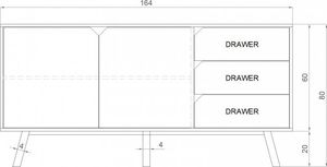 Vivaldi Komoda TOKIO craft złoty/biały mat na drewnianych nogach Vivaldi 2