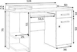 Biurko Meblowa 1 Aldona Białe 124 cm x 60 cm 2