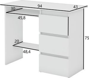 Biurko Meblowa 1 Bandi 1 Białe 94 cm x 43 cm 2