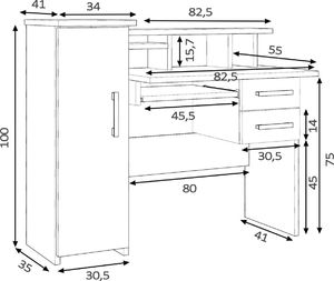 Biurko Meblowa 1 Aldona 2 Jasnobrązowe 115 cm x 55 cm 6