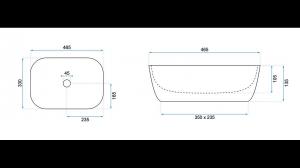 Umywalka Rea Umywalka Nablatowa Belinda Biało Czarna 2
