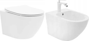 Miska WC Rea Zestaw Misa WC Podwieszana Carlo Mini Bezrantowa + Bidet Carlo Mini Rea 1