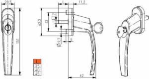 Medos Klamka okienna z kluczykiem RAL 7016 antracytowa 3