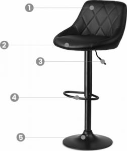 Sofotel Hoker barowy z oparciem Nerra czarny z czarną podstawą 6