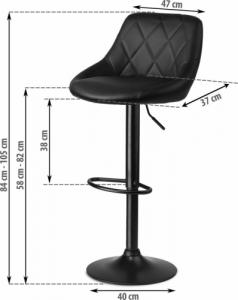 Sofotel Hoker barowy z oparciem Nerra czarny z czarną podstawą 7