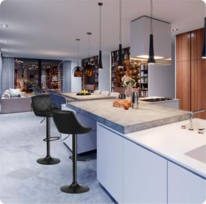 Sofotel Hoker barowy z oparciem Nerra czarny z czarną podstawą 9