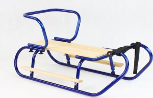 E-sezon Sanki metalowe z oparciem, szelkami i materacykiem niebieskie 5