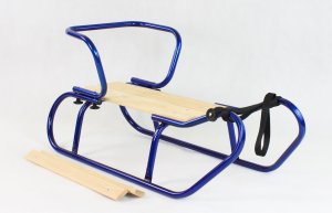 E-sezon Sanki metalowe z oparciem, szelkami i materacykiem niebieskie 6