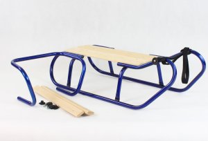 E-sezon Sanki metalowe z oparciem, szelkami i materacykiem niebieskie 4