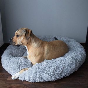 Springos Legowisko dla psa 90cm, pluszowe posłanie dla kota szary UNIWERSALNY 13