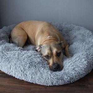 Springos Legowisko dla psa 90cm, pluszowe posłanie dla kota szary UNIWERSALNY 14