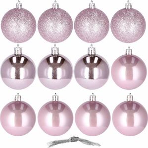 Springos Bombki choinkowe 12 szt. ozdoby świąteczne zestaw 3cm różowy UNIWERSALNY 2