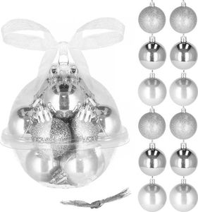 Springos Bombki choinkowe 12 szt. ozdoby świąteczne zestaw 3cm srebrny UNIWERSALNY 1