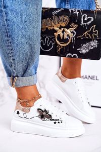 Damskie Sportowe Buty Sneakersy Z Muchą Białe Złote Amour 36 1