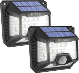 Kinkiet Blitzwolf Zewnętrzna lampa solarna LED Blitzwolf BW-OLT3 z czujnikiem ruchu i zmierzchu, 1200mAh (2 sztuki) 1