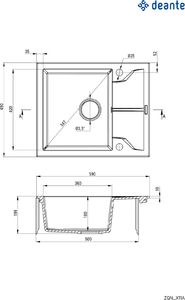 Zlewozmywak Deante ANDANTE granitowy 1-komorowy z ociekaczem Czarny (ZQN N11A) 2