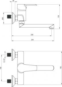 Bateria umywalkowa Deante Corio ścienna chrom (BFC 050M) 2