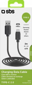 Kabel USB SBS Mobile USB-A - USB-C 2 m Czarny (1027841) 2