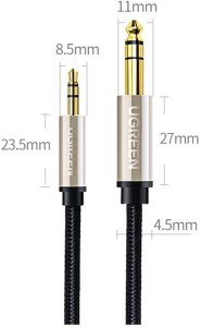 Kabel Ugreen Jack 3.5mm - Jack 6.3mm 2m szary (10628) 13