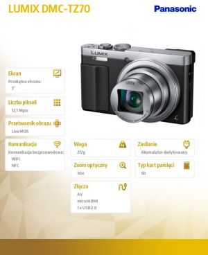 Aparat cyfrowy Panasonic Lumix DMC-TZ70 srebrny 5