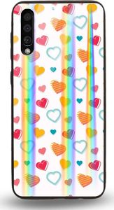 Mojworld Etui na Samsung A70 - Rainbow Case - Lovely hearts - White background 1