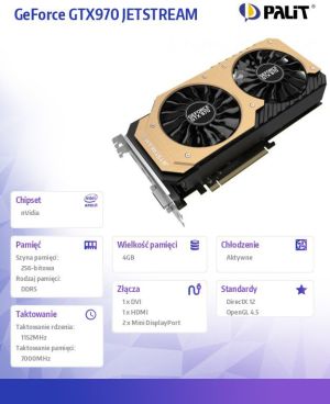 グラフィックボード Palit GeForce GTX 970 Palit GeForce GTX 970 4GB DDR5 (256 bit) DVI, HDMI, 2x