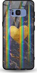 Mojworld Etui na Samsung S8 Plus - Rainbow Case - Black/Gold granite heart 1