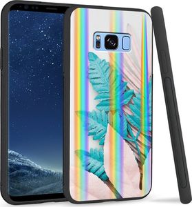 Super Fashion Etui na telefon Samsung S8 Rainbow Case Blue white leaf 1