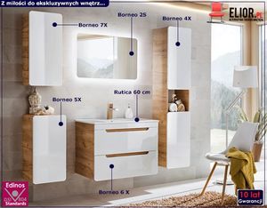 Elior Zestaw podwieszanych mebli łazienkowych Borneo 3Q 60 cm - Biały połysk 2