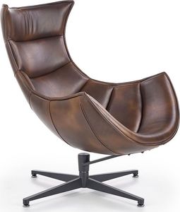 Elior Skórzany obrotowy fotel wypoczynkowy Lavos - brązowy 1