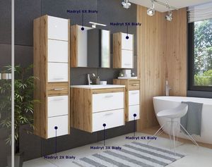 Elior Wiszący półsłupek łazienkowy - Madryt 4X Biały 2